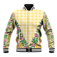Hawaii Pikake Lokelani Plumeria Lei Baseball Jacket Yellow Palaka Motifs