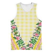 Hawaii Pikake Lokelani Plumeria Lei Basketball Jersey Yellow Palaka Motifs