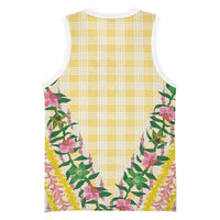 Hawaii Pikake Lokelani Plumeria Lei Basketball Jersey Yellow Palaka Motifs