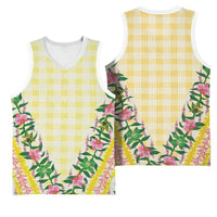Hawaii Pikake Lokelani Plumeria Lei Basketball Jersey Yellow Palaka Motifs