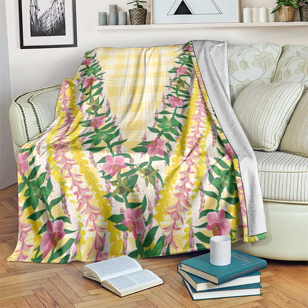 Hawaii Pikake Lokelani Plumeria Lei Blanket Yellow Palaka Motifs