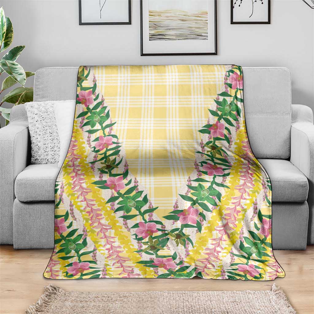 Hawaii Pikake Lokelani Plumeria Lei Blanket Yellow Palaka Motifs