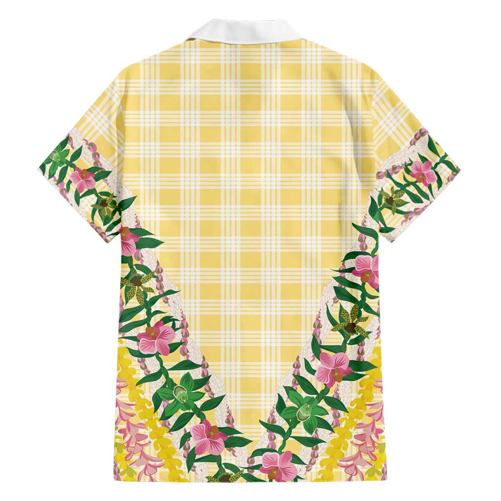 Hawaii Pikake Lokelani Plumeria Lei Hawaiian Shirt Yellow Palaka Motifs