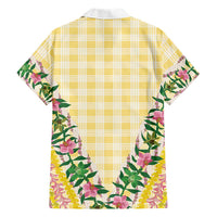 Hawaii Pikake Lokelani Plumeria Lei Hawaiian Shirt Yellow Palaka Motifs