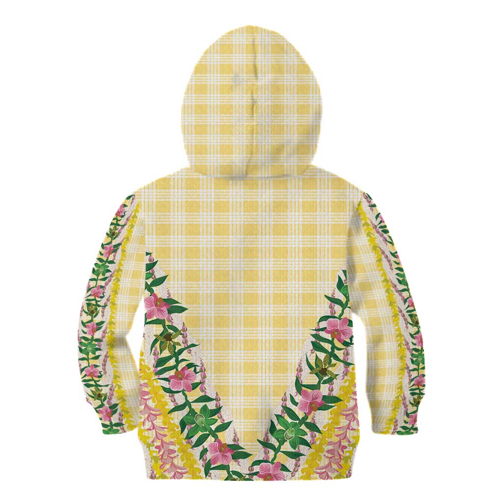 Hawaii Pikake Lokelani Plumeria Lei Kid Hoodie Yellow Palaka Motifs