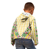 Hawaii Pikake Lokelani Plumeria Lei Kid Hoodie Yellow Palaka Motifs