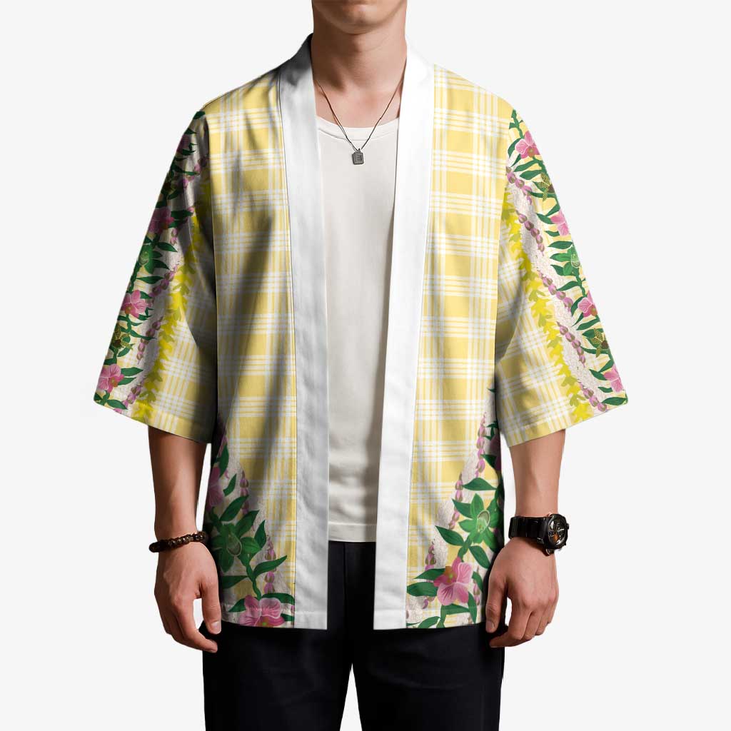 Hawaii Pikake Lokelani Plumeria Lei Kimono Yellow Palaka Motifs
