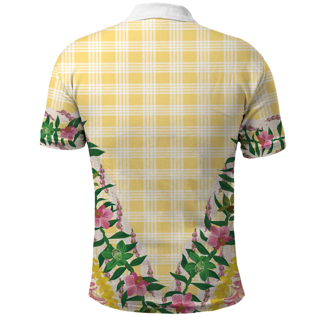 Hawaii Pikake Lokelani Plumeria Lei Polo Shirt Yellow Palaka Motifs LT05 - Polynesian Pride