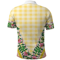 Hawaii Pikake Lokelani Plumeria Lei Polo Shirt Yellow Palaka Motifs LT05 - Polynesian Pride