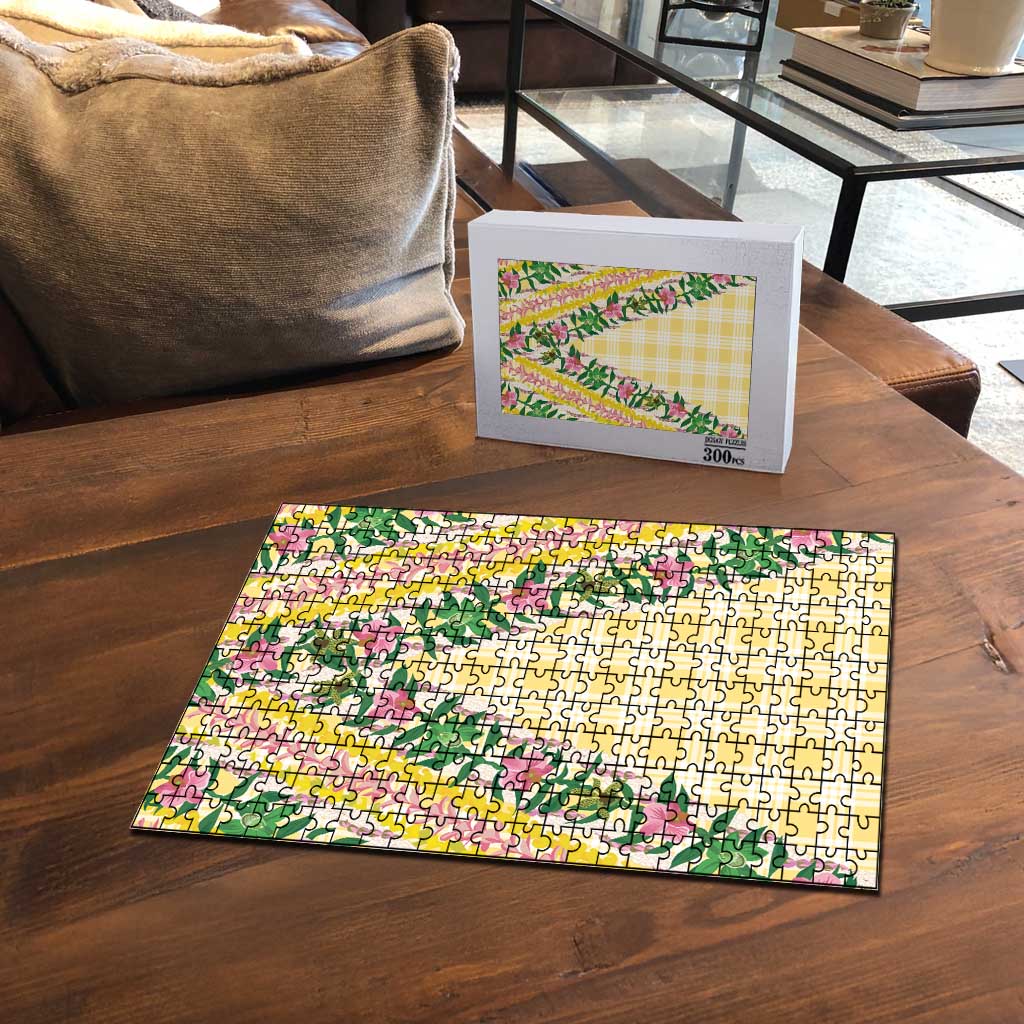 Hawaii Pikake Lokelani Plumeria Lei Puzzle Yellow Palaka Motifs