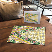 Hawaii Pikake Lokelani Plumeria Lei Puzzle Yellow Palaka Motifs