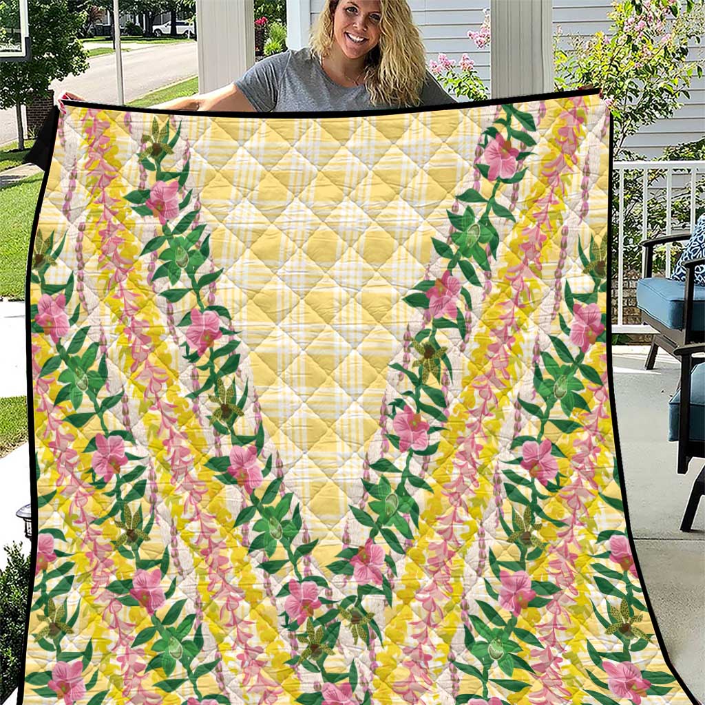 Hawaii Pikake Lokelani Plumeria Lei Quilt Yellow Palaka Motifs