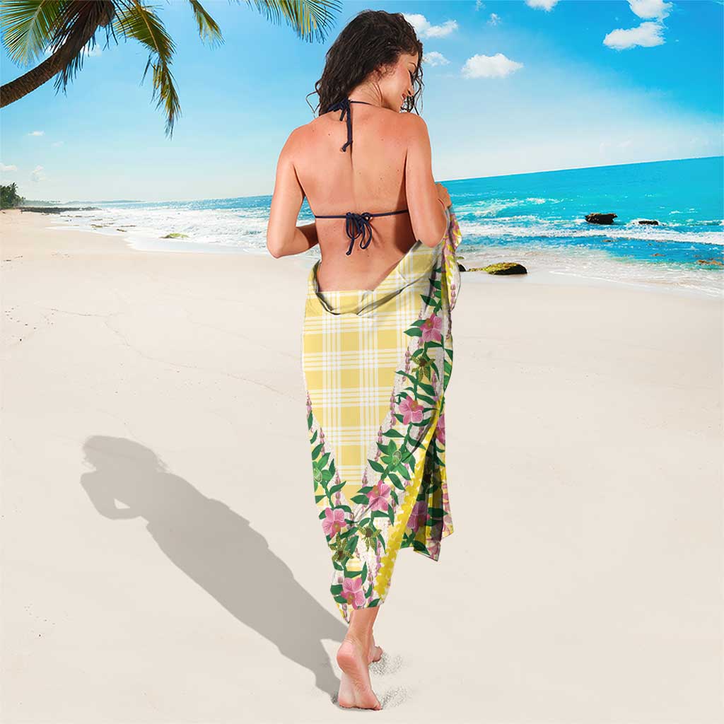 Hawaii Pikake Lokelani Plumeria Lei Sarong Yellow Palaka Motifs