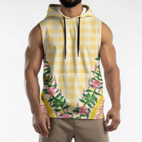 Hawaii Pikake Lokelani Plumeria Lei Sleeveless Hoodie Yellow Palaka Motifs