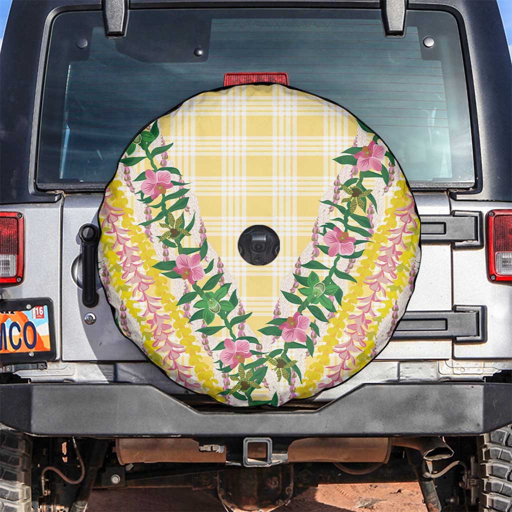 Hawaii Pikake Lokelani Plumeria Lei Spare Tire Cover Yellow Palaka Motifs