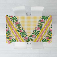 Hawaii Pikake Lokelani Plumeria Lei Tablecloth Yellow Palaka Motifs