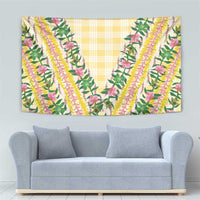 Hawaii Pikake Lokelani Plumeria Lei Tapestry Yellow Palaka Motifs