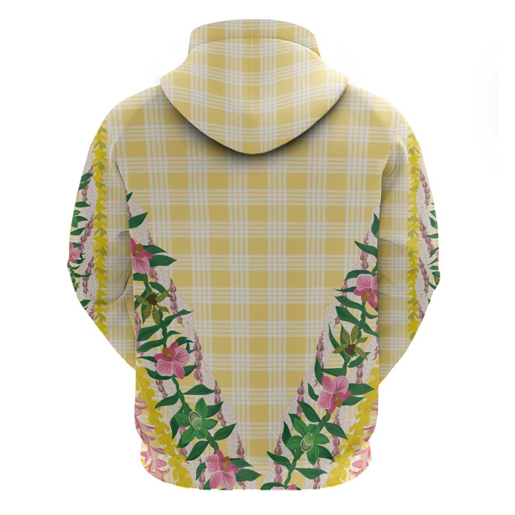 Hawaii Pikake Lokelani Plumeria Lei Zip Hoodie Yellow Palaka Motifs