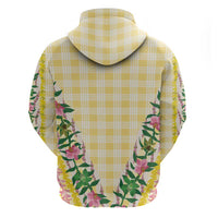Hawaii Pikake Lokelani Plumeria Lei Zip Hoodie Yellow Palaka Motifs