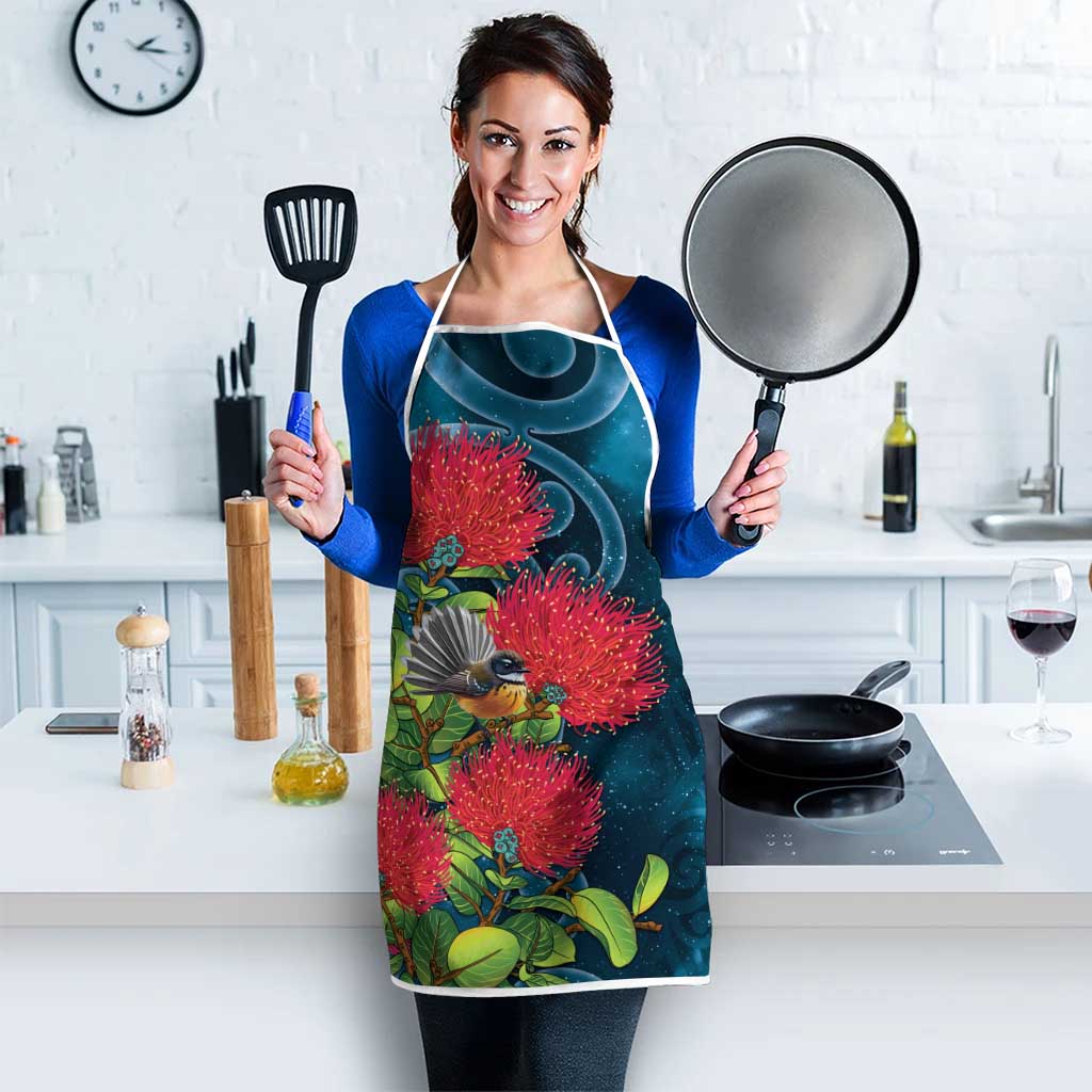 New Zealand Matariki Piwakawaka Apron Maori Koru With Pohutukawa Flowers