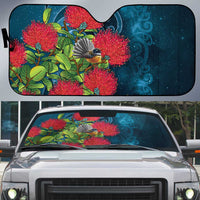 New Zealand Matariki Piwakawaka Auto Sun Shade Maori Koru With Pohutukawa Flowers