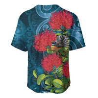 New Zealand Matariki Piwakawaka Baseball Jersey Maori Koru With Pohutukawa Flowers