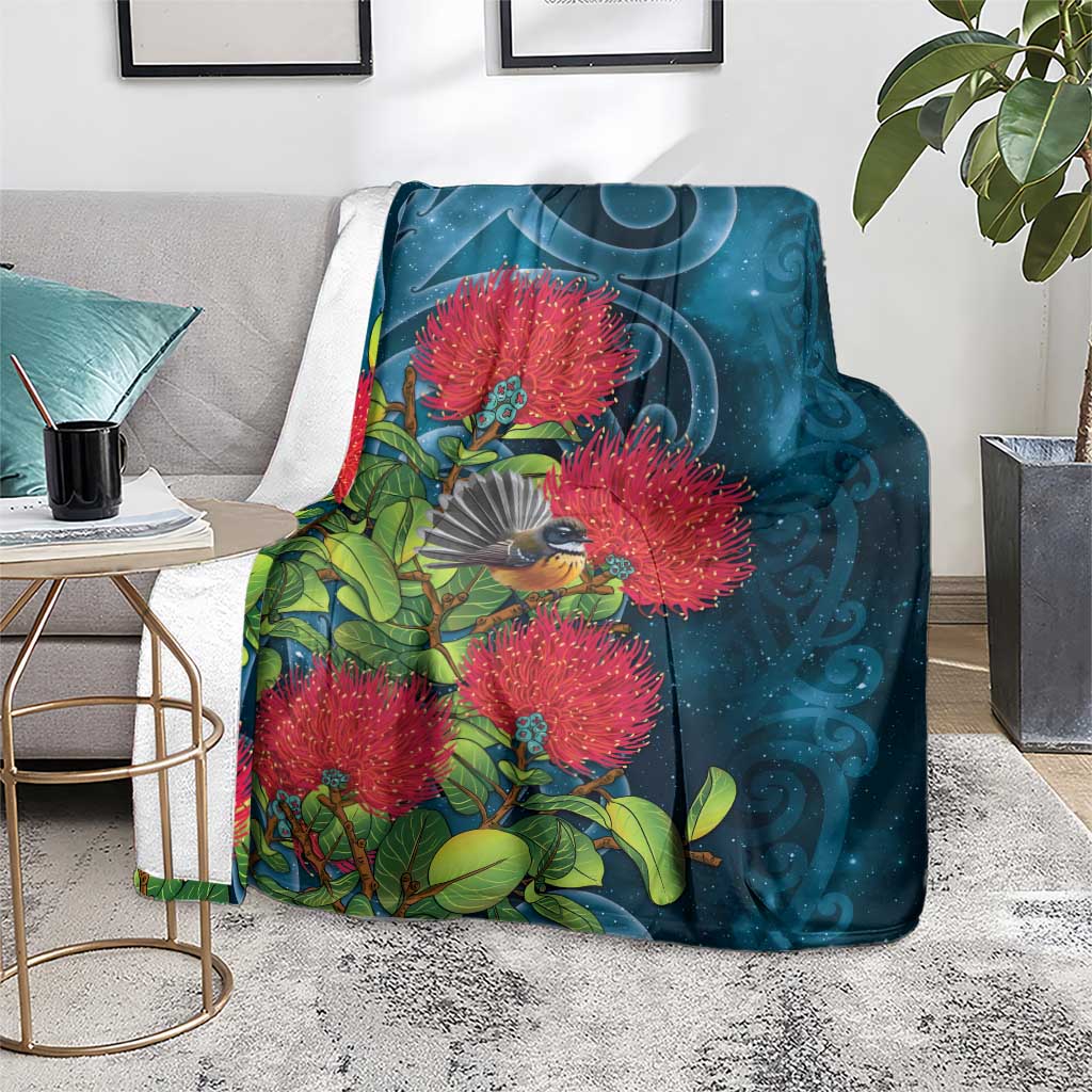 New Zealand Matariki Piwakawaka Blanket Maori Koru With Pohutukawa Flowers