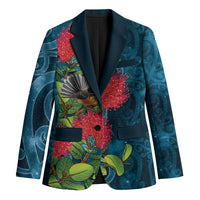 New Zealand Matariki Piwakawaka Blazer Maori Koru With Pohutukawa Flowers