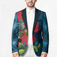 New Zealand Matariki Piwakawaka Blazer Maori Koru With Pohutukawa Flowers