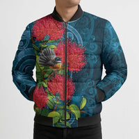 New Zealand Matariki Piwakawaka Bomber Puffer Jacket Maori Koru With Pohutukawa Flowers
