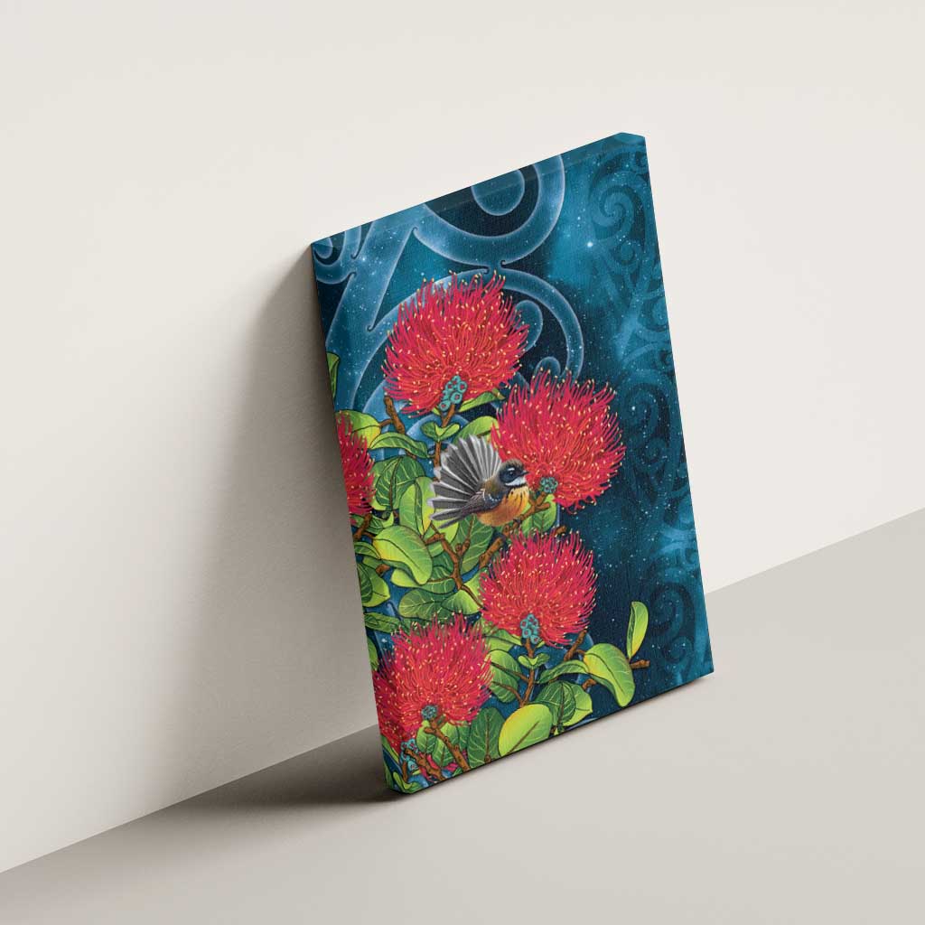 New Zealand Matariki Piwakawaka Canvas Wall Art Maori Koru With Pohutukawa Flowers