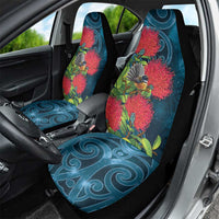 New Zealand Matariki Piwakawaka Car Seat Cover Maori Koru With Pohutukawa Flowers