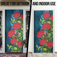 New Zealand Matariki Piwakawaka Door Cover Maori Koru With Pohutukawa Flowers