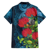 New Zealand Matariki Piwakawaka Family Matching Off The Shoulder Long Sleeve Dress and Hawaiian Shirt Maori Koru With Pohutukawa Flowers
