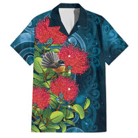 New Zealand Matariki Piwakawaka Family Matching Off Shoulder Maxi Dress and Hawaiian Shirt Maori Koru With Pohutukawa Flowers