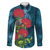 New Zealand Matariki Piwakawaka Family Matching Short Sleeve Bodycon Dress and Hawaiian Shirt Maori Koru With Pohutukawa Flowers