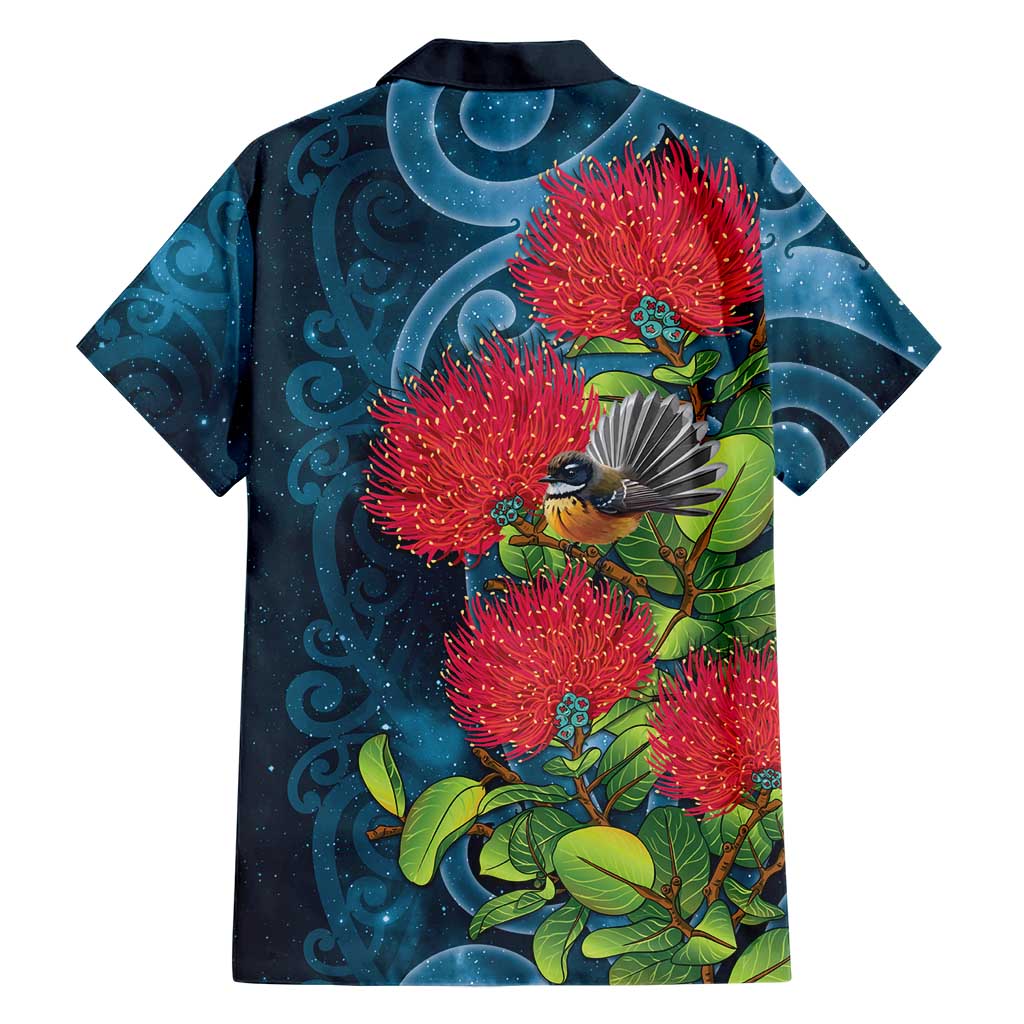 New Zealand Matariki Piwakawaka Family Matching Summer Maxi Dress and Hawaiian Shirt Maori Koru With Pohutukawa Flowers