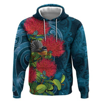 New Zealand Matariki Piwakawaka Hoodie Maori Koru With Pohutukawa Flowers