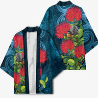 New Zealand Matariki Piwakawaka Kimono Maori Koru With Pohutukawa Flowers