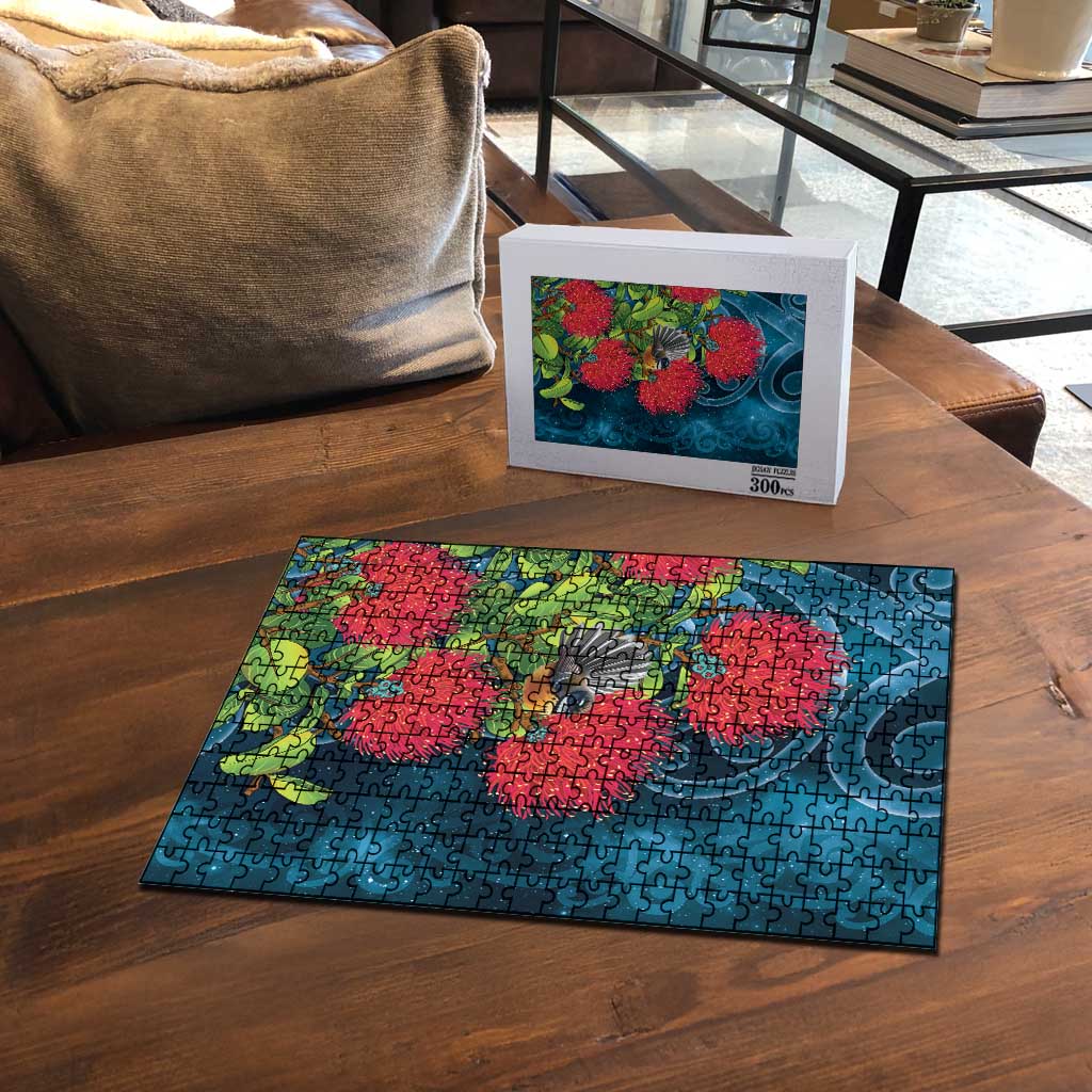 New Zealand Matariki Piwakawaka Puzzle Maori Koru With Pohutukawa Flowers