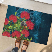 New Zealand Matariki Piwakawaka Rubber Doormat Maori Koru With Pohutukawa Flowers