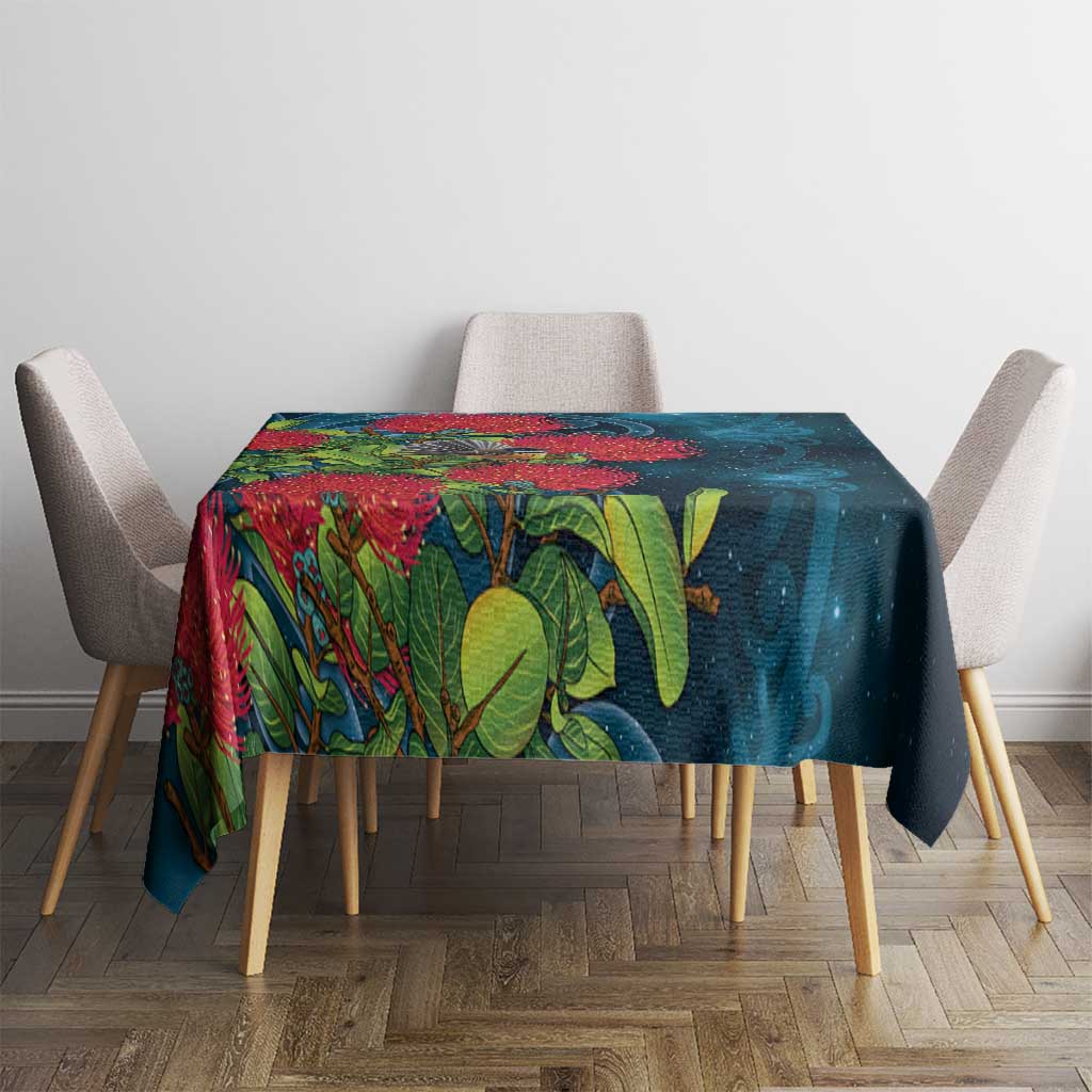 New Zealand Matariki Piwakawaka Tablecloth Maori Koru With Pohutukawa Flowers LT05 - Polynesian Pride