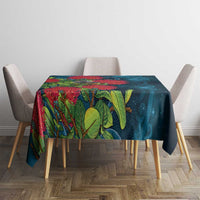 New Zealand Matariki Piwakawaka Tablecloth Maori Koru With Pohutukawa Flowers LT05 - Polynesian Pride