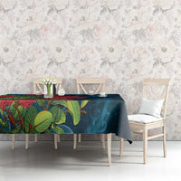 New Zealand Matariki Piwakawaka Tablecloth Maori Koru With Pohutukawa Flowers LT05 - Polynesian Pride
