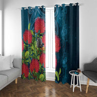New Zealand Matariki Piwakawaka Window Curtain Maori Koru With Pohutukawa Flowers