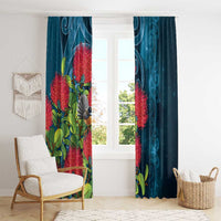 New Zealand Matariki Piwakawaka Window Curtain Maori Koru With Pohutukawa Flowers
