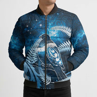 New Zealand Matariki Bomber Puffer Jacket Pigeon Kereru Maori Fern Art