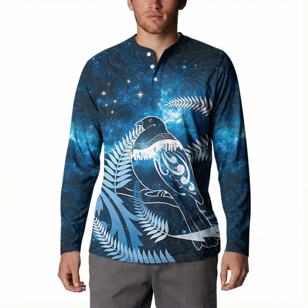 New Zealand Matariki Button Sweatshirt Pigeon Kereru Maori Fern Art