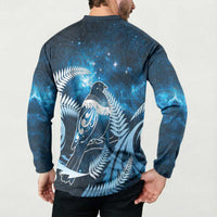 New Zealand Matariki Button Sweatshirt Pigeon Kereru Maori Fern Art