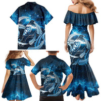 New Zealand Matariki Family Matching Mermaid Dress and Hawaiian Shirt Pigeon Kereru Maori Fern Art LT05 - Polynesian Pride